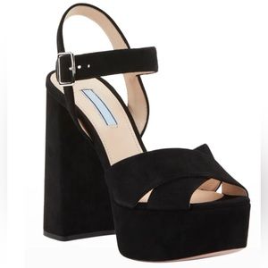 PRADA Suede Platform Crisscross Sandal SZ 39.5